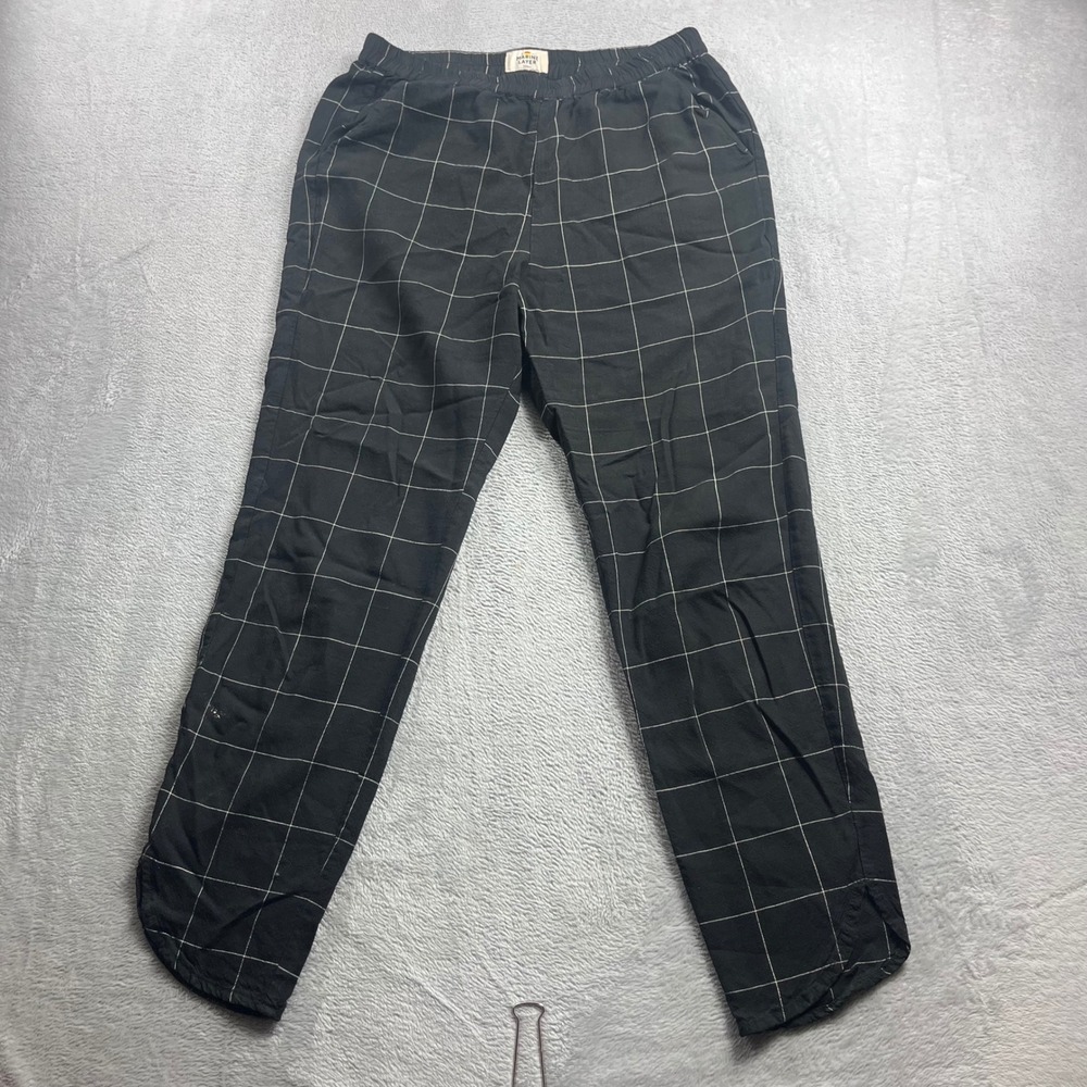 Marine Layer Women Black White Windowpane Grid Elastic Allison Pants Small
